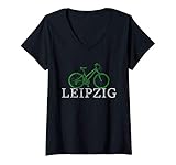 Damen Grüne Mobilität - Nachhaltig mit dem Fahrrad in Leipzig T-Shirt mit V