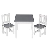 WOLTU SG014 Kindertisch mit 2 Stühle Kindersitzgruppe Holz Tischgruppe für Kinder Vorschüler Kindermöbel, 60x50x48cm, Weiß+G