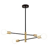 Modern Sputnik Chandelier,SOZOMO Nordic Pendant Lighting Fixture with 2 Spare Rod and Universal Joints, Black and Gold Mid Century Ceiling Chandelier for Bedroom Foyer Dining Room. (4-Light)