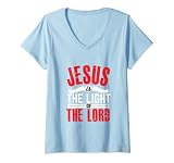 Damen Jesus ist der Lichtlord Gesunde Familie T-Shirt mit V