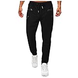 KIMODO Jogginghose Trainingshose Freizeithose Herren Baumwolle Sweatpants Sporthose Fitness Slim Fit Hose Joggers Streetwear Sweathose Track Hose mit Schnürung (C-Schwarz, L)