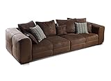 Cavadore Big Sofa Mavericco / Große Polster Couch mit Mikrofaser-Bezug in antiker Lederoptik / Inklusive Rückenkissen und Zierkissen in braun / Maße: 287 x 69 x 108 cm (BxHxT) / Farbe: Antik B