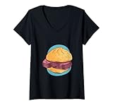 Damen Leberkäs Fleischkäse Leberkas Leberkäse Geschenk Wurst Käse T-Shirt mit V