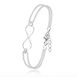 Echt Silber Armband Damen 925 - 17cm 20cm Verstellbar Armkette | Infinity Armband mit Geschenkbox | Sterling Schmuck für Freundin | Geschenkideen für Frauen & Made In Italy Unendlichkeit Geschenk