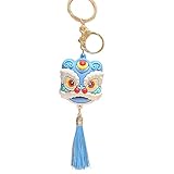 Rutaqian Plüsch Tiger Schlüsselanhänger Keyring 2020 Chinesisches Neujahr Tiger Maskottchen Puppe Quasten Lion Anhänger Schlüsselanhänger Handtasche Tasche Charme B