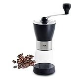 ADE KG2000 manuelle Kaffeemühle, Espressomühle, Handkaffeemühle mit Kurbel, robustes Keramikmahlwerk, stufenlose Mahlgrad-Einstellung, Aroma-Glas-Behälter mit 65g Kaffeepulver Fassungsvermög