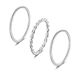 SILBERTALE 925 Silber Ringe Geflochten Ring Damen Silberschmuck Minimalistisch Kordelring Vorsteckring Dünn Stapelring Ewigkeit Geflochten Twisted Knoten Knuckle Band Ring Frauen Schmuck