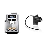 Siemens EQ.9 Plus Connect s500 TI9553X1RW Kaffeevollautomat mit Touchscreen - für zwei Tassen gleichzeitig - Barista-Modus - Farbe: Edelstahl & TZ90008 Milchadapter, schw