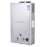 OneV FT Gas durchlauferhitzer,10L LPG, 20KW Tankless Gasdurchlauferhitzer,LED-Anzeige, Einstellbare Temperatur, Rostfreier Edelstahl, Flüssiggas Propan Butan Gas D