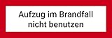 Aufkleber Aufzug im Brandfall Nicht benutzen (1 Stück, 15x5cm) mit UV-Schutz, weitere Größen/Mengen verfügb