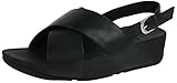 Fitflop Damen LULU Cross Leather Knöchelriemchen Sandalen, Schwarz (Black), 38 EU