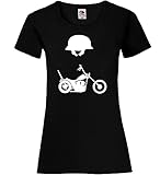 Chopper und Helm Frauen Lady-Fit T-Shirt Schwarz S - shirt84
