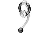 PIERCINGLINE PMFK Bananabell + Chirurgenstahl Design | RING + 5 mm KRISTALL | Piercing Intimbereich Bauch | Farbausw