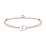 THOMAS SABO Armband mit Zwei Herzen Beige, aus Nylon und 925 Sterlingsilber, 20cm, LS121-173-19-L20V