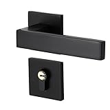 paritariny Push-Zuggriff, Mute Türschloss Set Zinklegierung Griff Deadbolt Latch- Schlösser Innen- Lockset Kit Bürosicherheit Schlafzimmer Küchentür-Hardware (Color : Black)