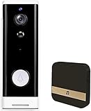 LCNING Video-Türklingel WiFi drahtlose Türklingelkamera mit Alexa, HD Video, Nachtsicht, Prise Bewegungserkennung, 2-Wege-Audio, für iOS und Android, schwarz,USA Spannung