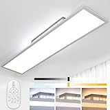 Dimmbar LED Deckenleuchte 120x30 cm, 55W Ultra Dünn Deckenlampe mit Backlight Fernbedienung, Hohe Helligkeit 2700K-6500K Warm Natur Kalt Weiß Licht Panel Lampe für Wohnzimmer Küche Werkstatt Bü