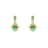 CNGY Ohrringe Damen Ohrstecker Neoklassische Mode Geometrisch Kompakter Zirkon Grün Kristall Ohrringe Eleganz Feminin Schmuck