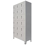Schließfachschrank mit 18 Fächern Aktenschrank Abschließbare Metallschrank Werkzeugschrank mit Lüftungsöffnungen Spindschrank 90 x 40 x 180