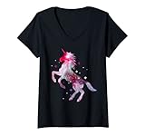 Damen Einhorn Reiten Isländer Pferdeliebhaber Unicorn Pferde T-Shirt mit V