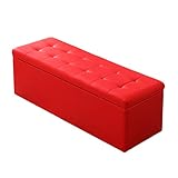 WERTYU Faltbar Fußbank Sitzbank Mit Stauraum, Truhe Mit Deckel, Sitzhocker Aufbewahrungsbox, Gepolstert, Platzsparend (Color : Red, Size : 40x40x40cm)