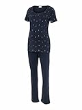 MAMALICIOUS Damen MLBEA Nell SS Jersey Pyjamas 2F Pyjamaset, Navy Blazer/AOP:Silver Glitter, M