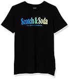 Scotch & Soda Shrunk Jungen Regular-Fit Artwork Organic Cotton T-Shirt, Black 0008, 16