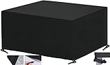 Gartenmöbel Abdeckung, Rechteckige Für Gartentisch Möbelset, Schneeschutz Wasserdicht Staubdicht Anti-UV Atmungsaktives, Wasserdicht & Winterfest Oxford-Tuch Schwarz 340x300x82