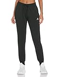 adidas Womens Essentials French Terry Logo Pants, Black/White, S