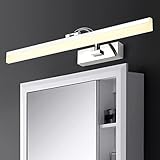 JFIOSD Led Edelstahl Spiegelleuchte 180° Drehung Spiegelschranklampe 3000K Warmweiß Schminklicht IP44 Wasserdicht Anti Nebel Wandleuchte Für Schminktisch,50cm12w