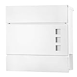 Melko Wandbriefkasten Weiß Design Briefkasten mit Zeitungsfach 37x11x36,5 cm Letterbox Hausbriefk