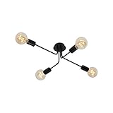 Briloner Leuchten - Deckenleuchte 4-flammig, Deckenlampe, retro, vintage, 4x E27 - max. 60 Watt, Metall, Schwarz, 660x445x185mm (LxBxH)