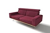 DOMO. Collection Rosario Sofa, 2,5er Garnitur mit Nackenfunktion und Holzkranz, 2,5 Sitzer Couch, 204x98x81 cm, Polstergarnitur in bordeaux