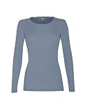 Dilling Warmes Langarmshirt für Damen aus 100% Bio-Merinowolle Blau 42