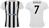 Sportbaer Trikot Cristiano Ronaldo Saison 2021 2022. Trikot Weiß Schwarz Nummer 7. Erstes Trikot. Offizielle Nachbildung. Größen für Erwachsene und Kinder., 4 J