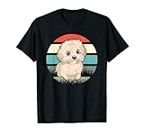 Malteser Hund Tier Niedlich Haustier Retro-Sonnenuntergang T-S