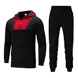 Herren Trainingsanzug Set Jogginganzug Baumwolle Männer Sportanzug mit Kapuze Herren Hoodie Anzug Und Sporthose Stehkragen Kapuzenjacke Jogging Sportswear Kapuzenpullover Langarm Zip Freizeitanzug