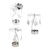 Lurrose 3 Stücke Weihnachten Kerzenhalter Teelicht Karussell Kerzenständer Schwippbogen Metall Kerzenleuchter Anhänger Vintage Teelichthalter Xmas Deko Weihnachtsdeko W