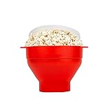 Silikon-Popcorn-Schüssel mit Griff, DIY-Klapp-Popcorn-Eimer, 100% BPA- und PVC-frei, gesunde Popcornmaschine für Mikrowelle red O