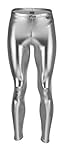 Vantissimo Herren Leder Leggings Made in Germany in Silber Metallic glänzend Lederhose Optik Kunstleder enganliegend Stretch Hose, Silver Meggings Wetlook Leggins Streetwear (Silver, L)