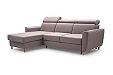 Ecksofa GUSTAW mit Bettkasten - Liegefläche: 202x130 cm und Verstellbare Kopfstützen (Cappucino, Links)