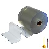 Frantools PVC Streifenvorhang 300mm x3mmx25m Kunststoffvorhang Türvorhang 64lbs Vorhangrolle Transparent Dekoration G