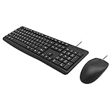 PLXX Tastatur Maus Set, Schwarz Wired Tastatur Und Maus Set, Full-Size USB-Plug & Play-spritzwassergeschützte Tastatur Mit 1,5m Kabel Quiet Combo Für Pc/Laptop(Color:Schwarz)