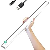 Unterbauleuchte Küche LED Akku Schrankbeleuchtung LED mit Bewegungsmelder 60cm LED Leiste Batterie USB Wiederaufladbar Küchenleuchte Schranklicht für Küche Schrank Flur Treppe Kleiderschrank（Weiß）
