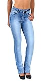ESRA Damen Jeans Bootcut Jeanshose Schlaghose Damen High-Waist bis Übergröße B700