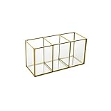 Make up Pinselhalter - HARLIANGXY Schminkpinsel Behälter - Kosmetik Organizer - Make-up Pinsel Becher - Glas Make-up Pinsel Aufbewahrungskiste - Kosmetik Aufbewahrungsbox, Gold 7,1 x 2,8 x 3,5 Z