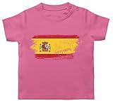 Fussball WM 2022 Fanartikel Baby - Spanien Vintage - 6/12 Monate - Pink - Nationalmannschaft - BZ02 - Baby T-S