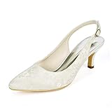 LJKD Damen Spitzschuh Damen Slingback Sandalen Komfort Hochzeit Abend Party Klassische Arbeitsschuhe Pumps High Heel Schuh,Ivory White,38