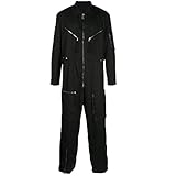 Herrenhose Overall Frühling und Herbst Freizeit Men's Sports Overall Slim Fit (Color : Black, Size : Medium)