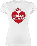Karneval & Fasching Kostüm Outfit - Kölle Alaaf Rot Weiß Version Herz - XL - Weiß - Tshirt köln Karneval rot weiß - L191 - Tailliertes Tshirt für Damen und Frauen T-S
